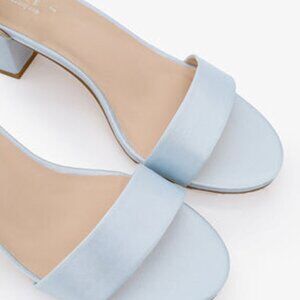 Light Blue Satin Block Heel Sandal